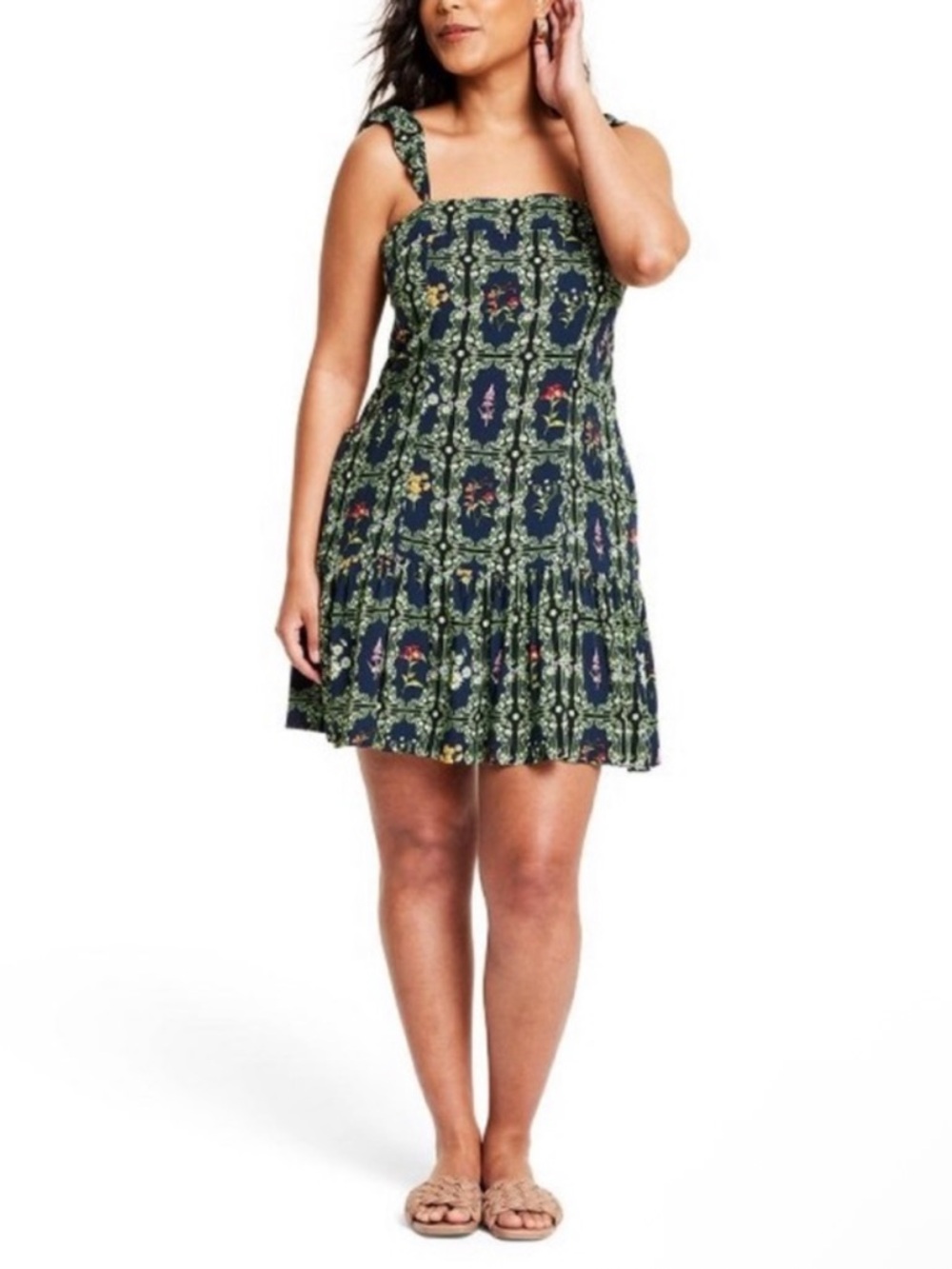 NWT AGUA BENDITA x Target Floral Drop Waist Ruffle Dress L